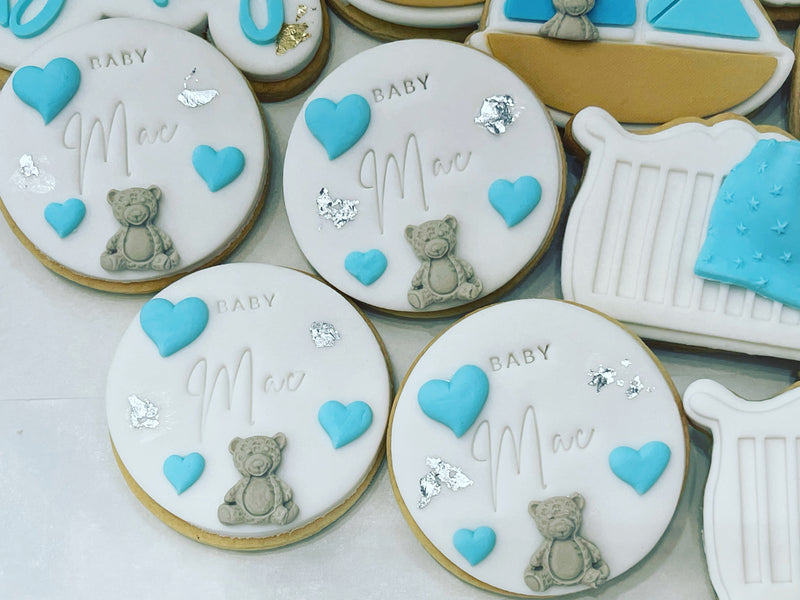 Blue Personalised Baby Shower Cookies