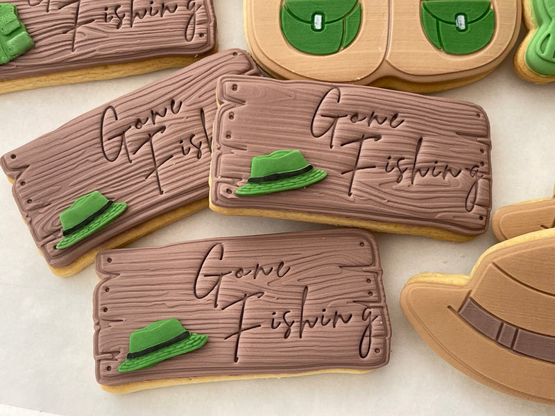 Brown Gone Fishing Sign Cookie