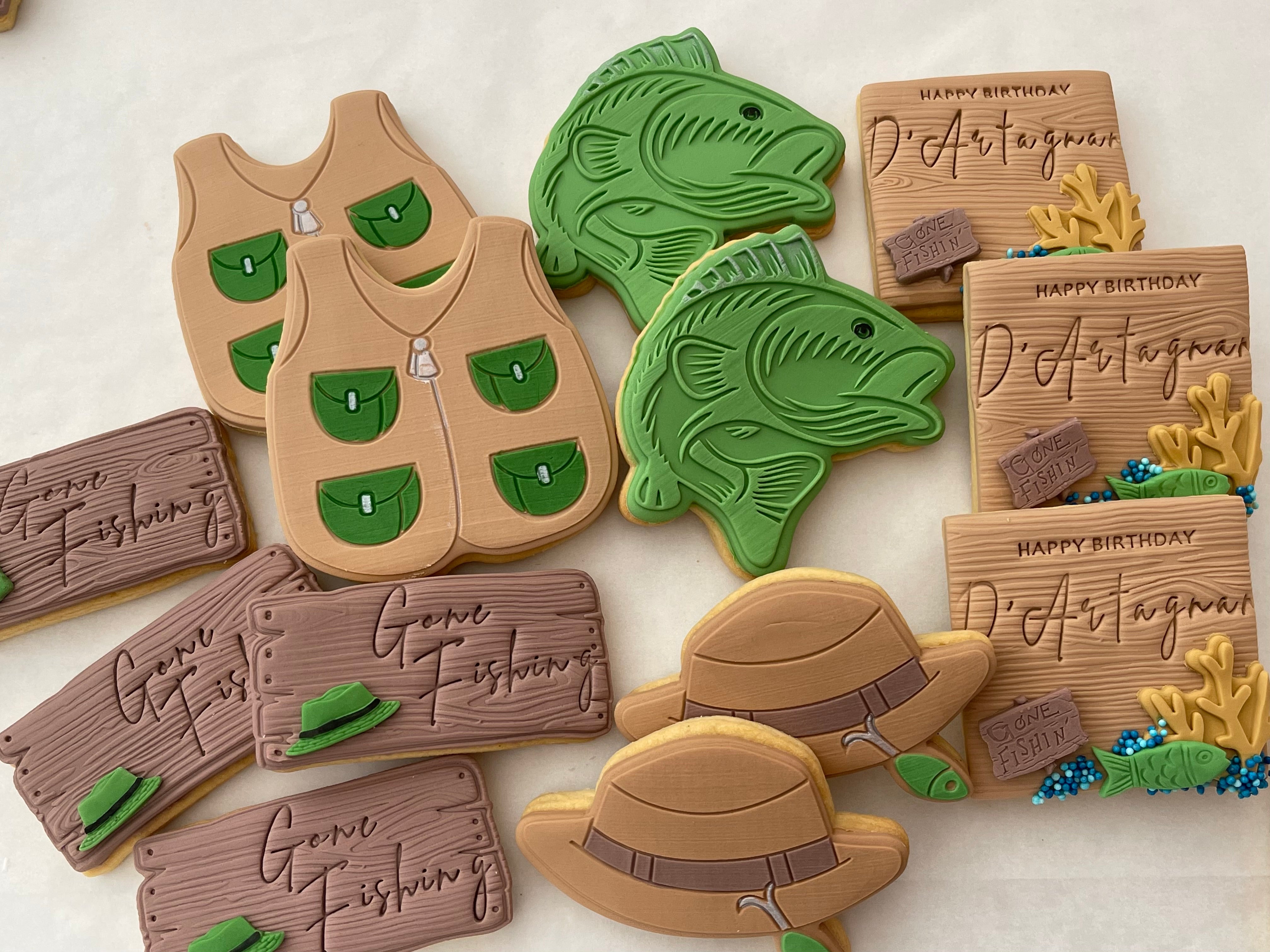 Custom Cookies Fish Personalised Gone Fishing Cookies - Sophia's Cookie Creations