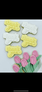 Yellow and White Thankyou Cookies & Pink Flower