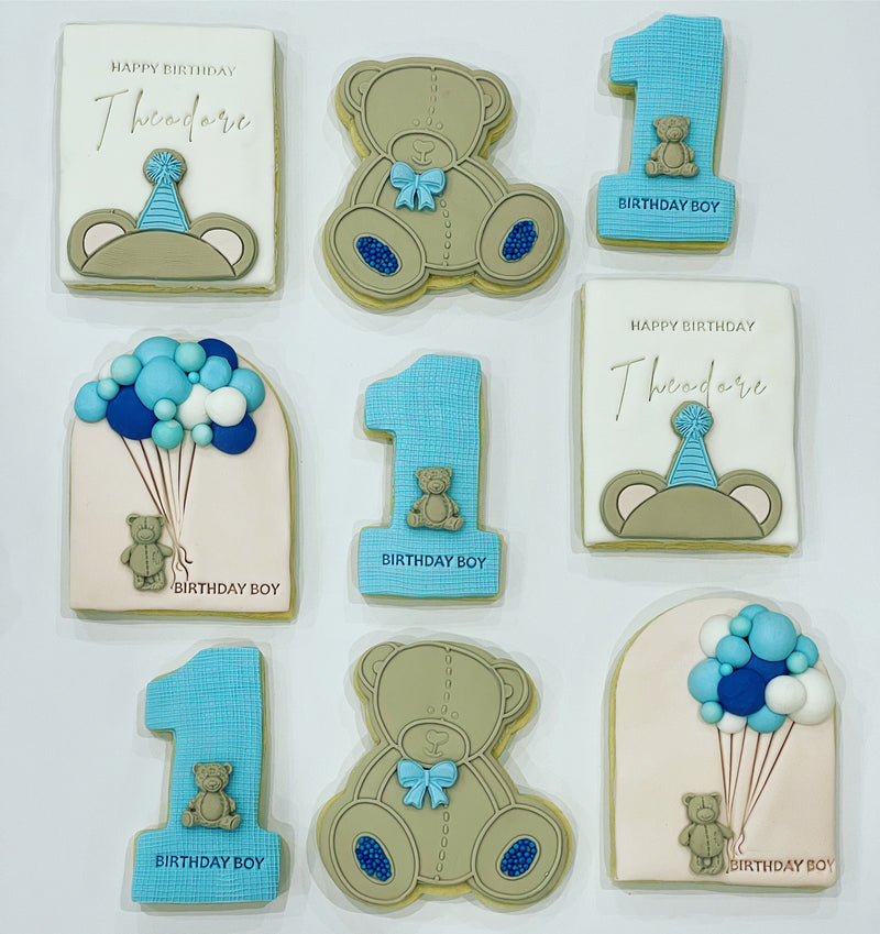 1st Birthday Cookies with Teddy Bear theme