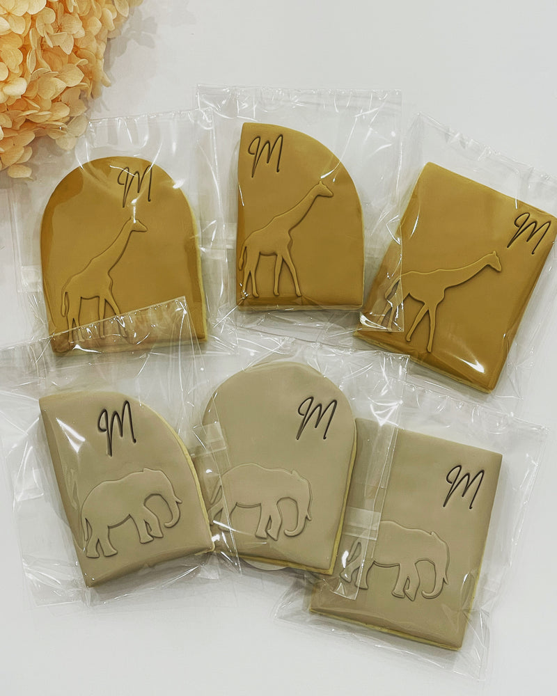 African Giraffe and Elephant Silhouette Cookies
