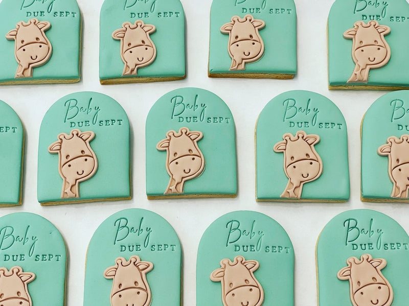Giraffe Baby Announcement Cookies