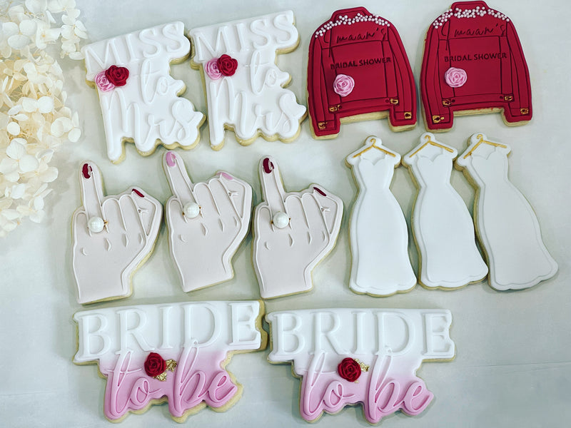 Red and Pink Bridal Shower Cookies