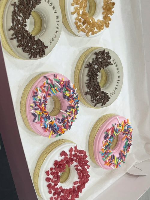 Donut Cookies with strawberry sprinkles and chocolate 