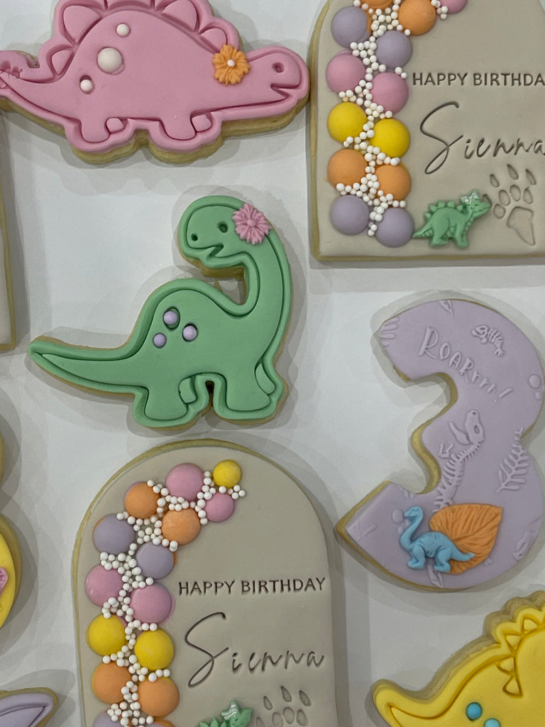 Green Personalised Dinosaur Cookies