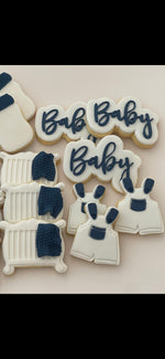 Navy White Baby Logo Cookie