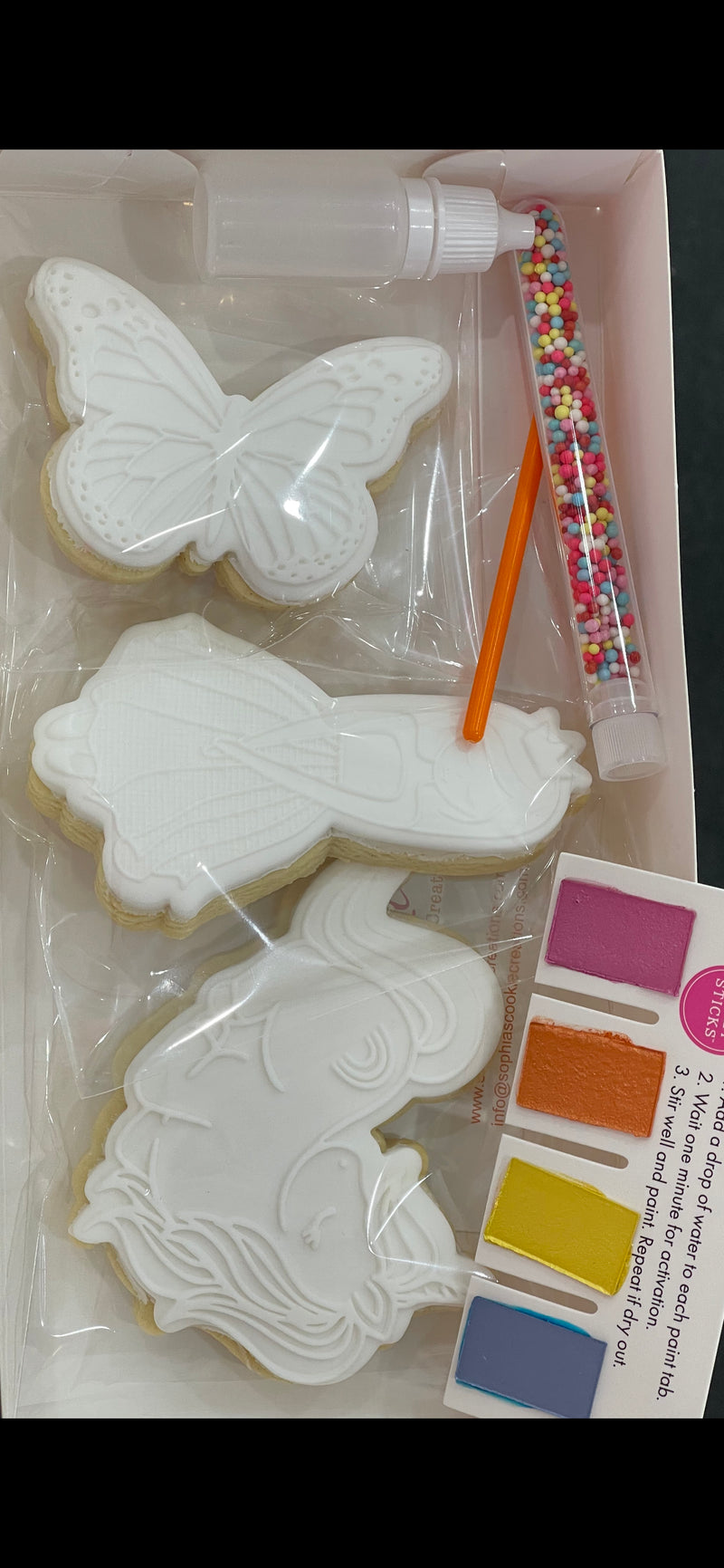 Paint Your Own Cookies (PYO) with Butterfly, Princess and Unicorn set