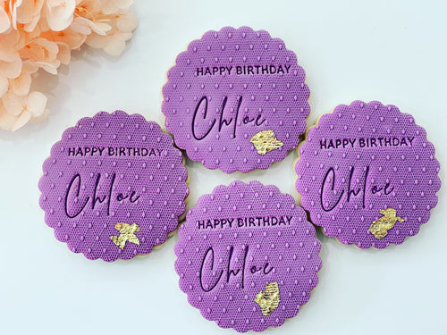 Personalised Fuchsia Cookies with Gold Leaf