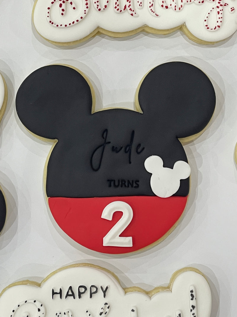 Personalised Red and Black Mickey Mouse Cookie