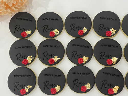 Personalised Black Fondant Cookies