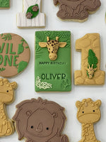 Personalised Giraffe Cookie in Rectangle Green
