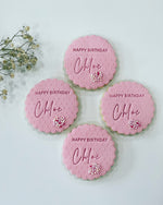 Pink Personalised Cookies with Happy Birthday Name