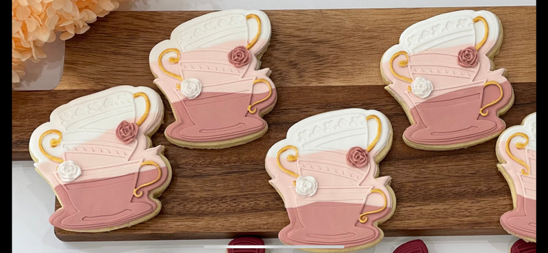 Pink and White Teacup Cookies