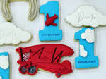 Red Plane Cookie with Blue 1st Bday Cookie