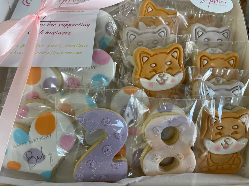 Shiba Inu Dog Cookies with Rainbow Love Heart Cookies