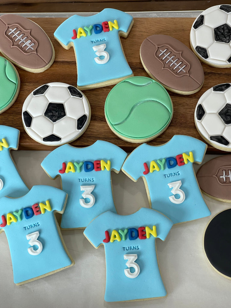 Sports Cookies with AFL Cookies, Soccer Ball Cookies and Tennis Ball Cookies
