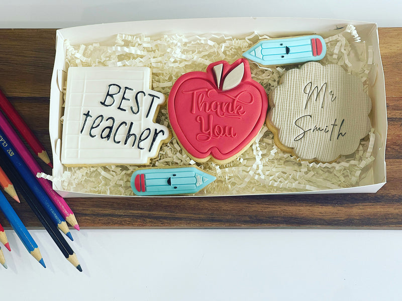 Teacher Appreciation Cookies Pack 2 including Best Teacher Cookie and Red Apple Cookie