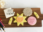 Teacher Appreciation Cookies Pack 3 including Best Teacher Cookie and Sun Cookie 