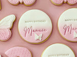 White and Pink Ombre Circle Personalised Cookie