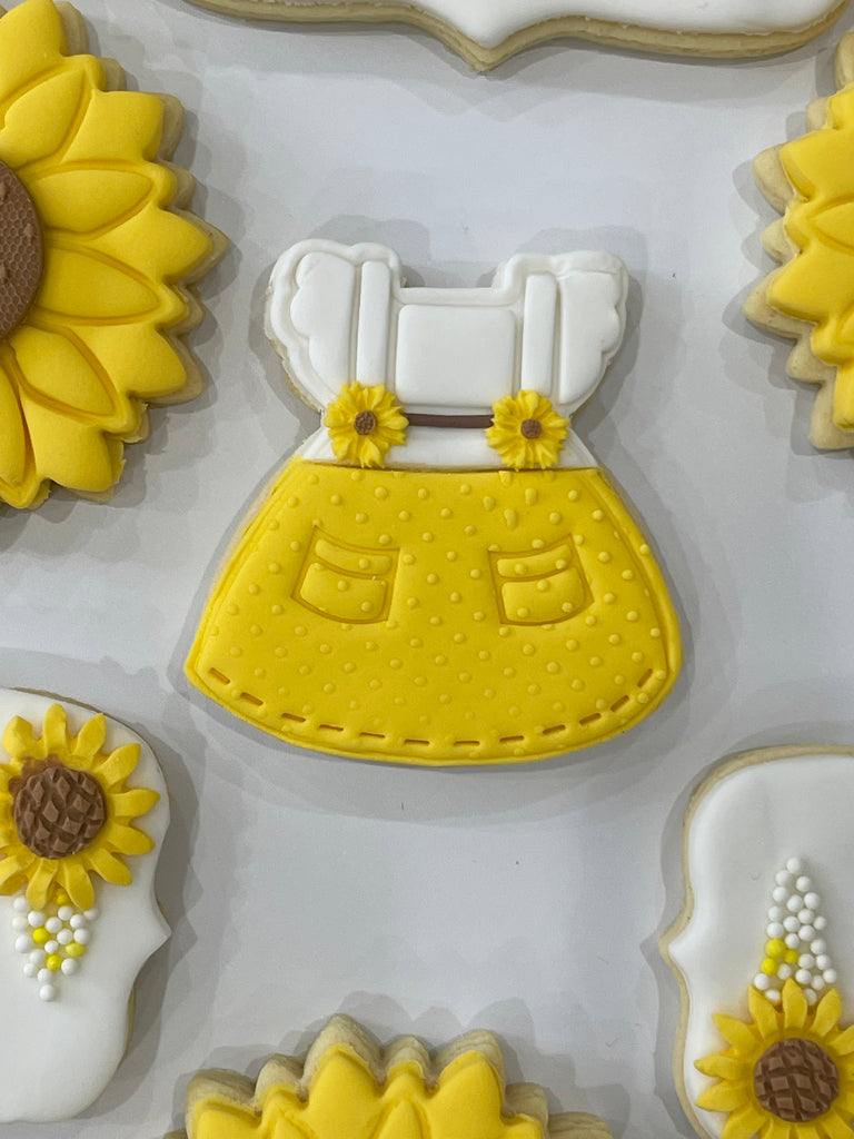 Yellow and white Sunflower Cookie in shape of a Dress