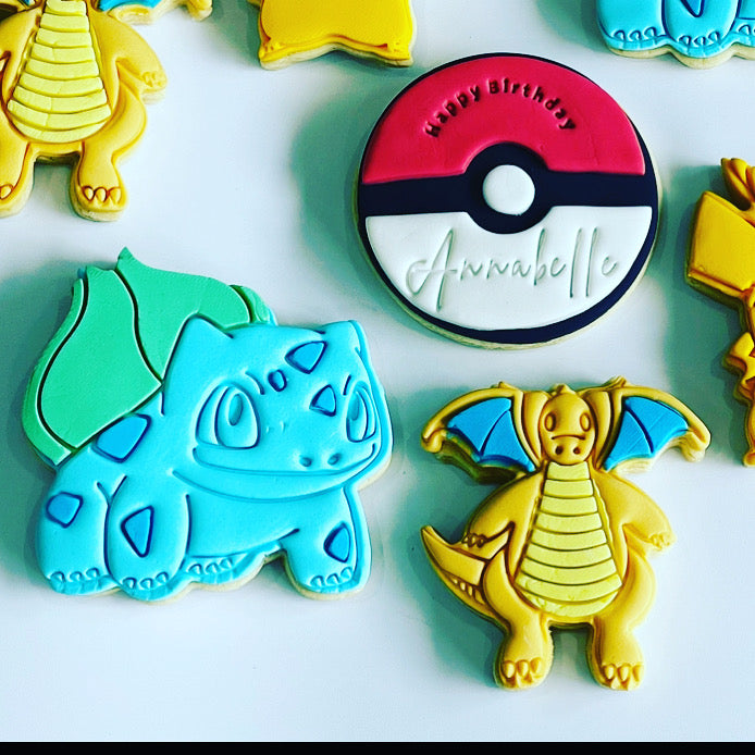 Squirtle Cookie_Charizard Cookie_Pokeball Cookie